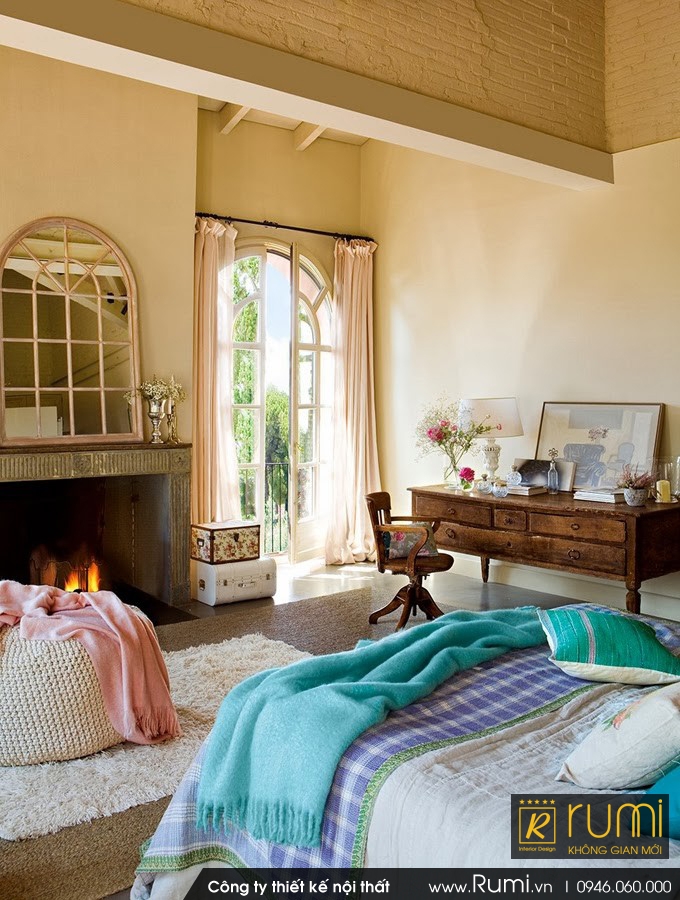 Mẫu thiết kế nội thất phòng ngủ Vintage cho mùa xuân