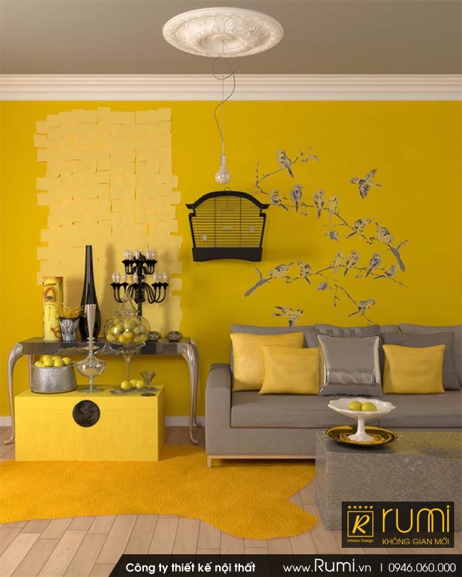 16 mẫu nội thất phòng khách với điểm nhấn màu vàng