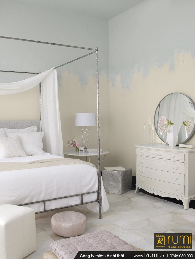 Xu hướng thiết kế phòng ngủ với sơn nửa tường 2017