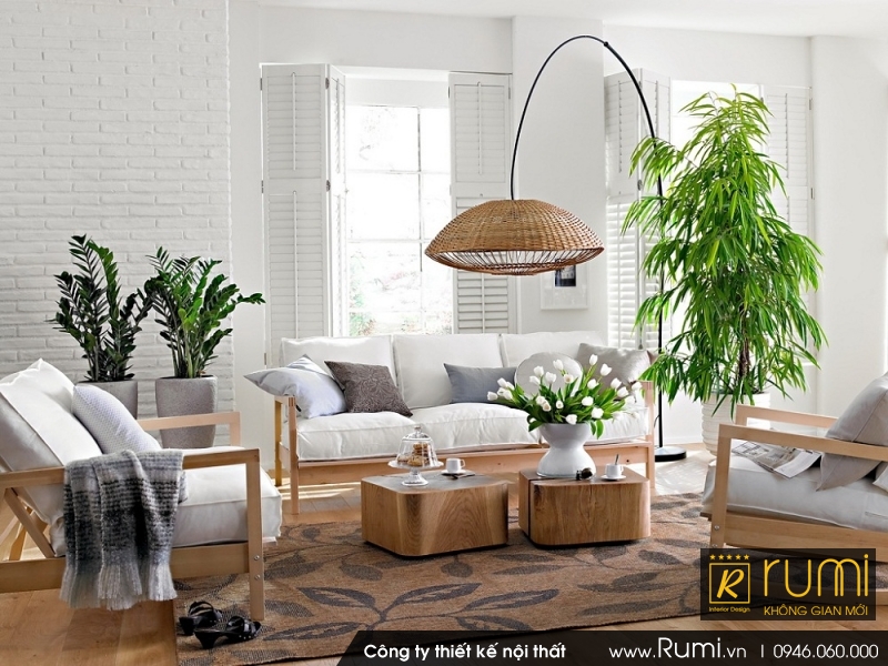 Hút hồn mẫu thiết kế nội thất phòng khách xanh và đẹp