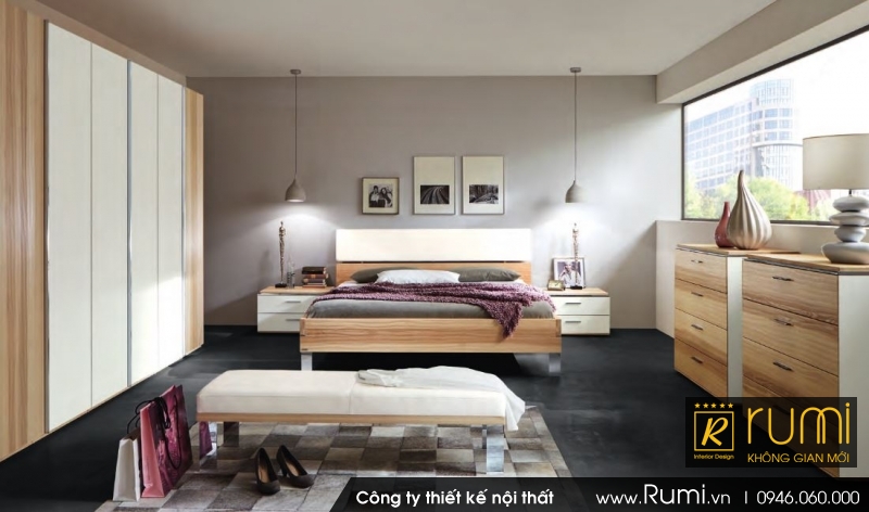 Mẫu thiết kế nội thất phòng ngủ đẹp từ gỗ công nghiệp