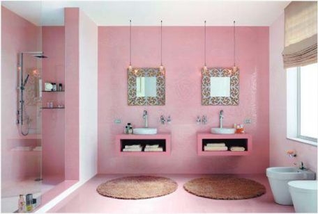 Tuyển chọn các mẫu thiết kế phòng tắm đẹp màu hồng 2016