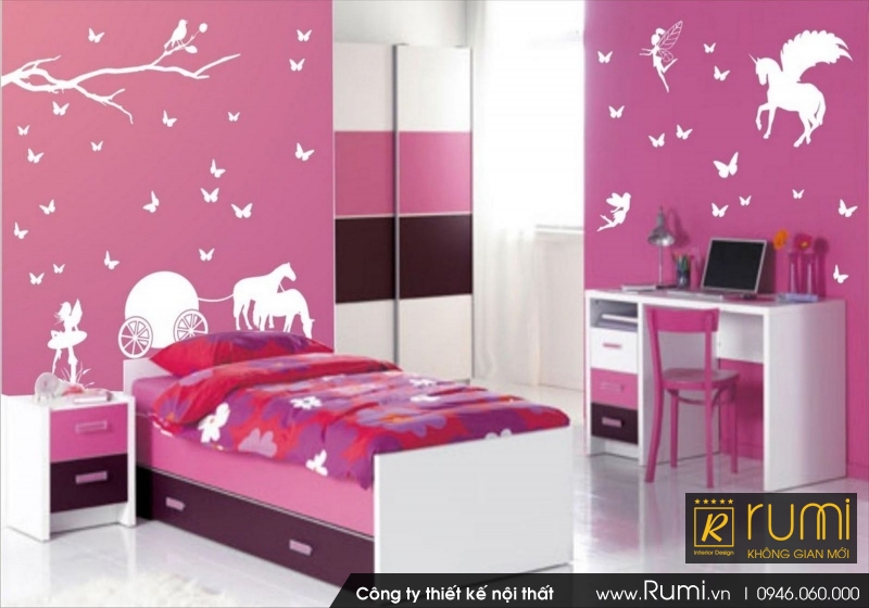 Bài trí phòng ngủ cho bé gái cực xinh xắn với gam màu hồng